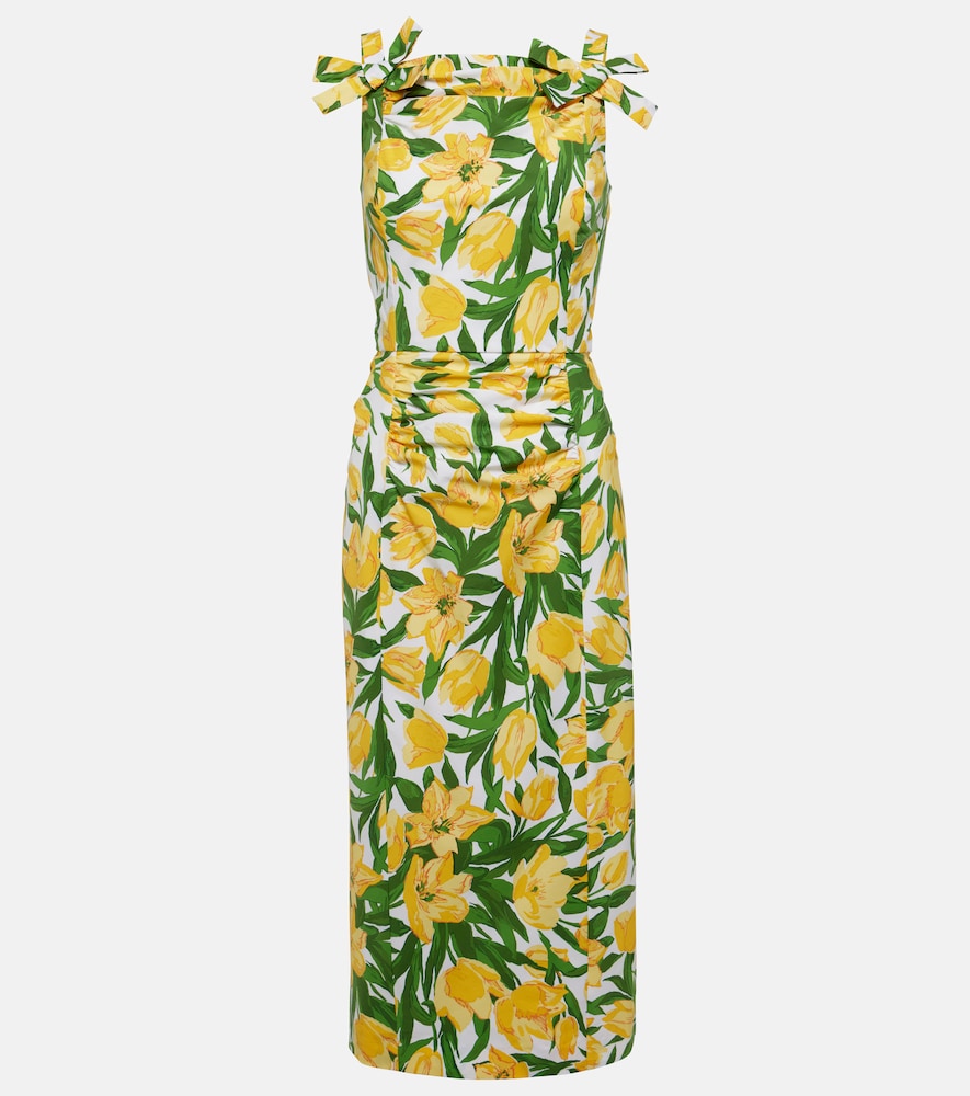 Carolina Herrera Floral ruched poplin midi dress. Carolina Herrera 花卉褶饰府绸中长连衣裙