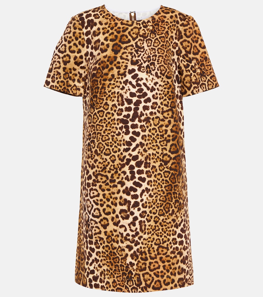 Carolina Herrera Leopard-print cotton-blend minidress. Carolina Herrera 豹纹印花棉混纺迷你连衣裙