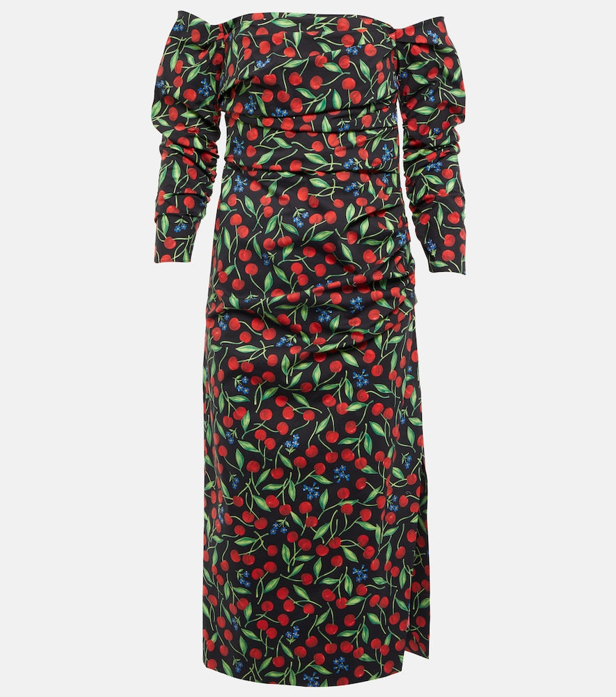 Carolina Herrera Off-shoulder cotton-blend midi dress. Carolina Herrera 露肩棉混纺中长连衣裙