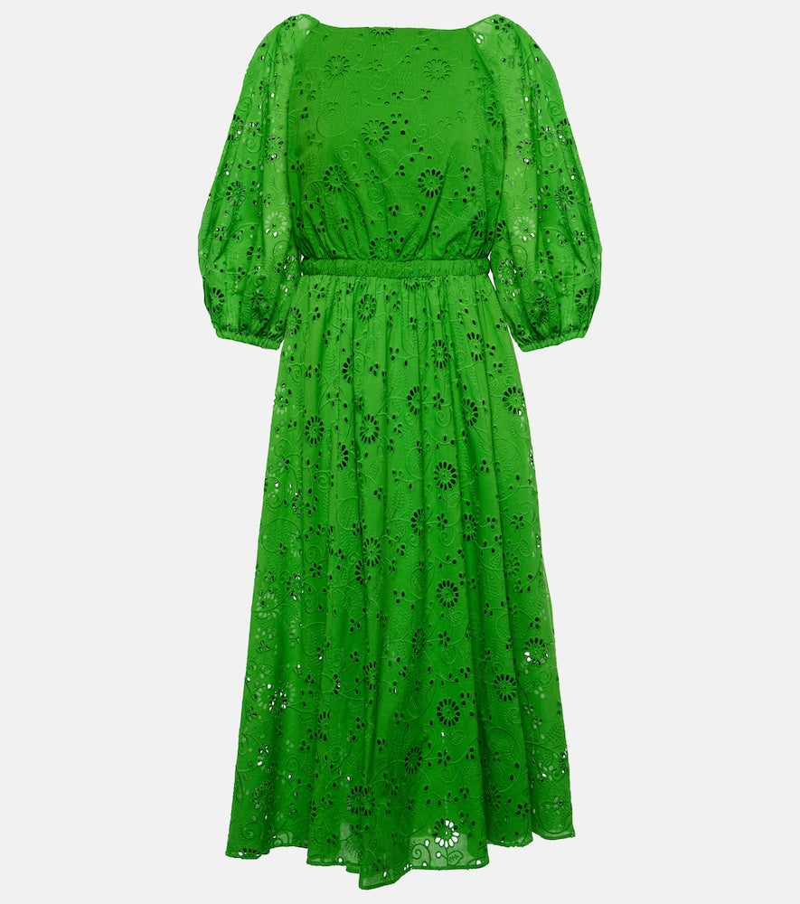 Carolina Herrera Openwork embroidered cotton midi dress. Carolina Herrera 镂空刺绣棉质中长连衣裙