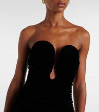 Carolina Herrera Ruched velvet bustier gown