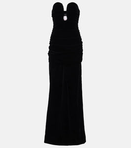 Carolina Herrera Ruched velvet bustier gown