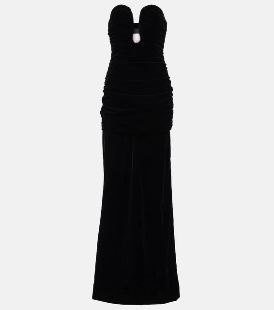 Carolina Herrera Ruched velvet bustier gown