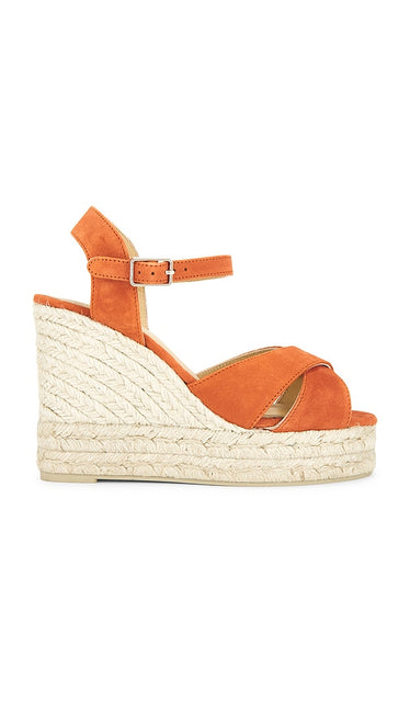 Castaner Blaudel Wedge in Orange | Papaya Open Toe Wedges for Women