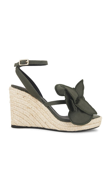 Castaner Bris Wedge in Dark Green | Verde Open Toe Wedges for Women