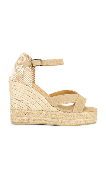 Castaner Bruna Espadrille in Tan | Canvas Sand Heeled Espadrilles for Women