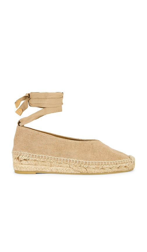 Castaner Gea Espadrille in Tan | Canvas Sand Flat Espadrilles for Women