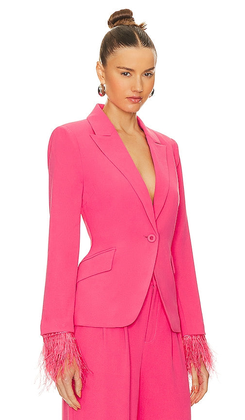 Central Park West Daisy Marabau Cuff Jacket in Fuchsia