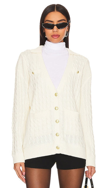 Central Park West Dawson Nautical Cardigan in Ivory - Cardigan nautique Central Park West Dawson en ivoire - Central Park West Dawson 象牙色航海开衫 - Central Park West Dawson Nautical Cardigan in Elfenbein - Central Park West Dawson 노티컬 가디건 - Cardigan nautico Central Park West Dawson in avorio