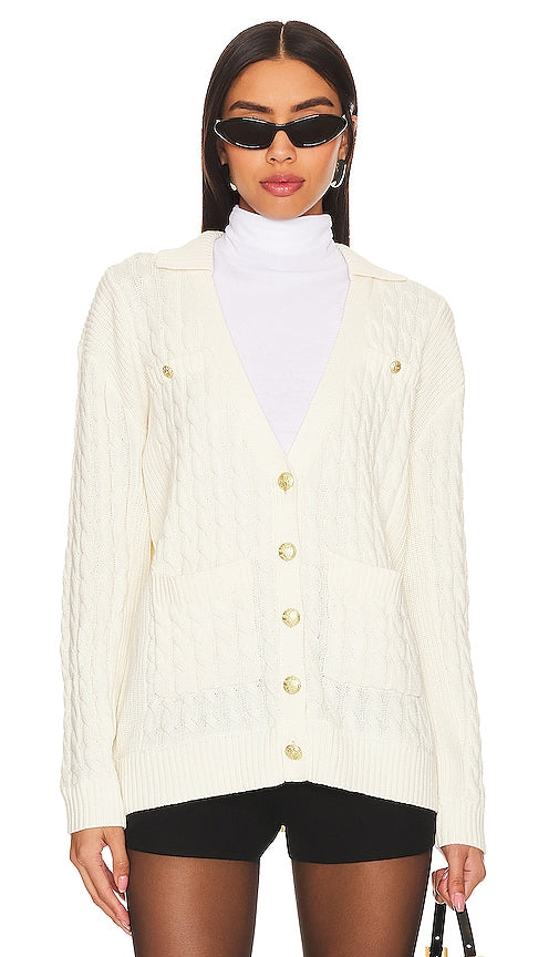 Central Park West Dawson Nautical Cardigan in Ivory - Cardigan nautique Central Park West Dawson en ivoire - Central Park West Dawson 象牙色航海开衫 - Central Park West Dawson Nautical Cardigan in Elfenbein - Central Park West Dawson 노티컬 가디건 - Cardigan nautico Central Park West Dawson in avorio