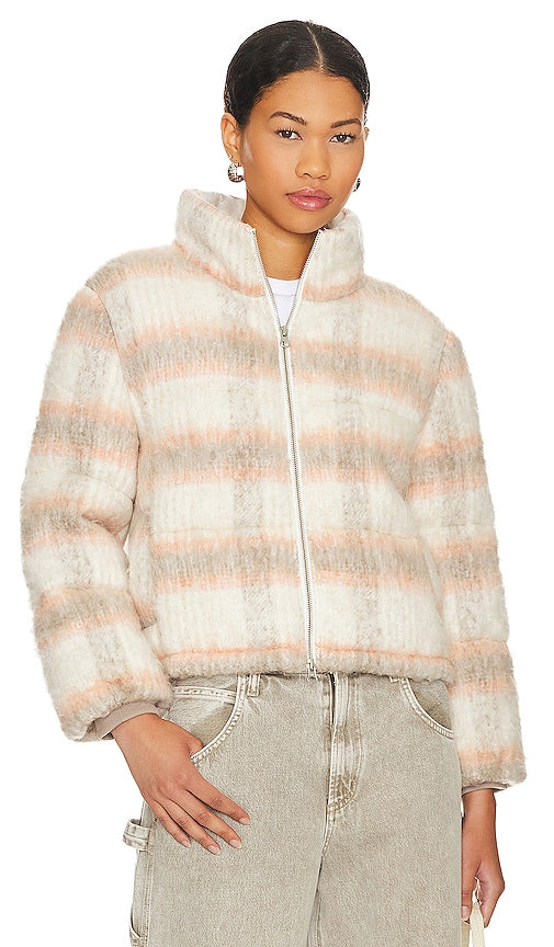 Central Park West Finley Plaid Puffer in Ivory