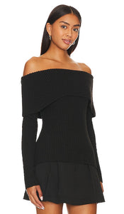 Central Park West Gwyneth Off-shoulder Sweater in Black