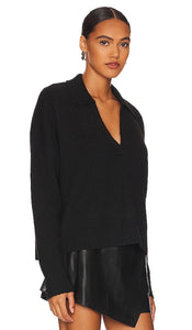 Central Park West Marti Polo Sweater in Black