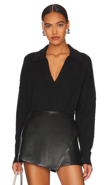 Central Park West Marti Polo Sweater in Black - Central Park West - Marti - Pull polo noir - Central Park West 黑色 Marti Polo 毛衣 - Central Park West Marti Polopullover in Schwarz - Central Park West 마티 폴로 스웨터블랙 색상 - Maglione polo Central Park West Marti in nero