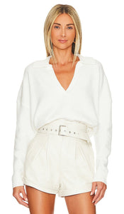 Central Park West Marti Polo Sweater in White - Central Park West - Marti - Pull polo blanc - Central Park West 白色 Marti Polo 毛衣 - Central Park West Marti Polopullover in Weiß - Central Park West 마티 폴로 스웨터화이트 색상 - Maglione polo Central Park West Marti in bianco