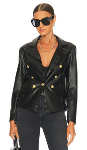 Central Park West Nico Faux Leather Blazer in Black