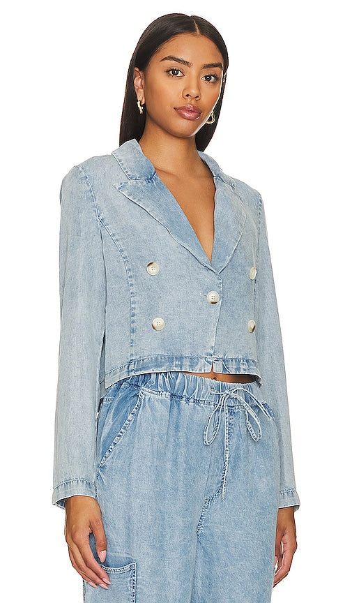 Central Park West Noa Cropped Blazer in Blue