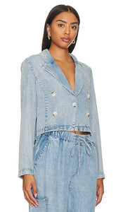 Central Park West Noa Cropped Blazer in Blue
