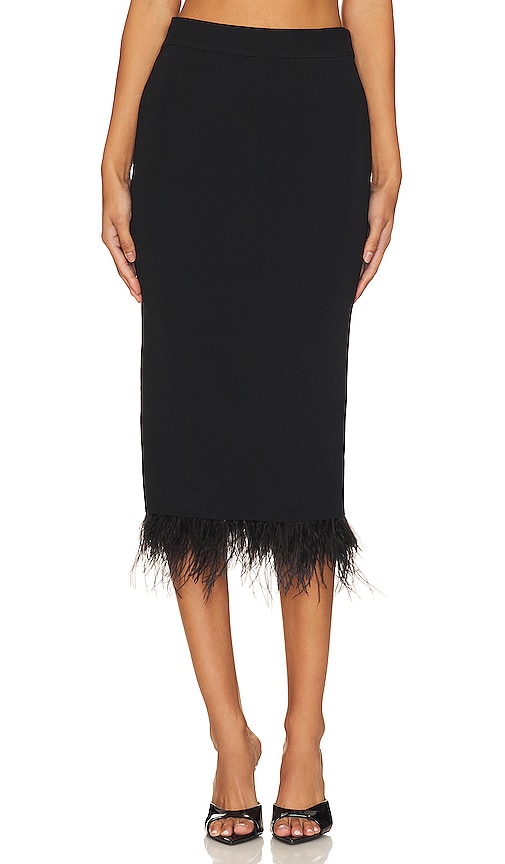 Central Park West Sylvie Marabou Sweep Skirt in Black - Central Park West - Jupe courte Sylvie Marabou en noir - Central Park West Sylvie Marabou 黑色扫地裙 - Central Park West Sylvie Marabou Sweep-Rock in Schwarz - Central Park West Sylvie 마라부 스윕 스커트 - Gonna a ruota Central Park West Sylvie Marabou nera