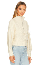 Central Park West Tiegen Cables Half Zip Sweater in Ivory