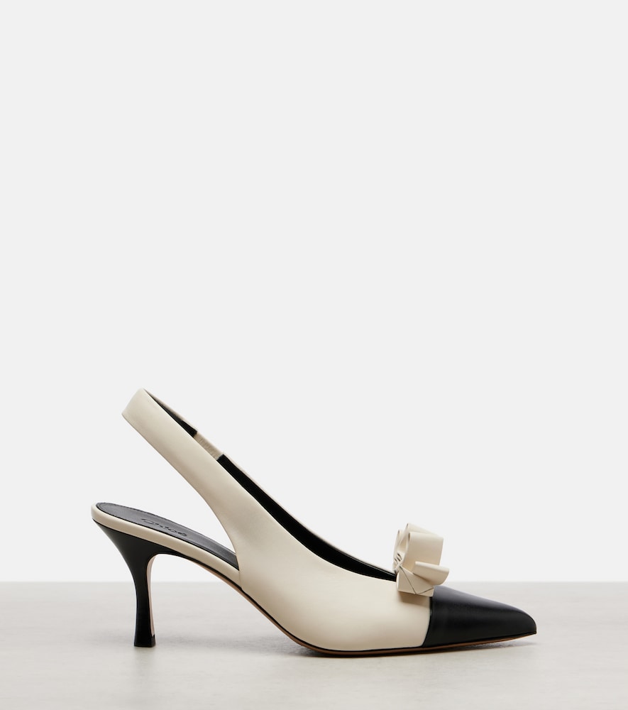 Chloe Alba 75 bow-detail leather slingback pumps