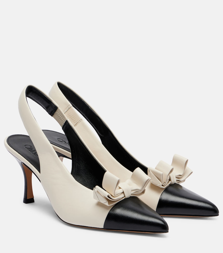 Chloe Alba 75 bow-detail leather slingback pumps