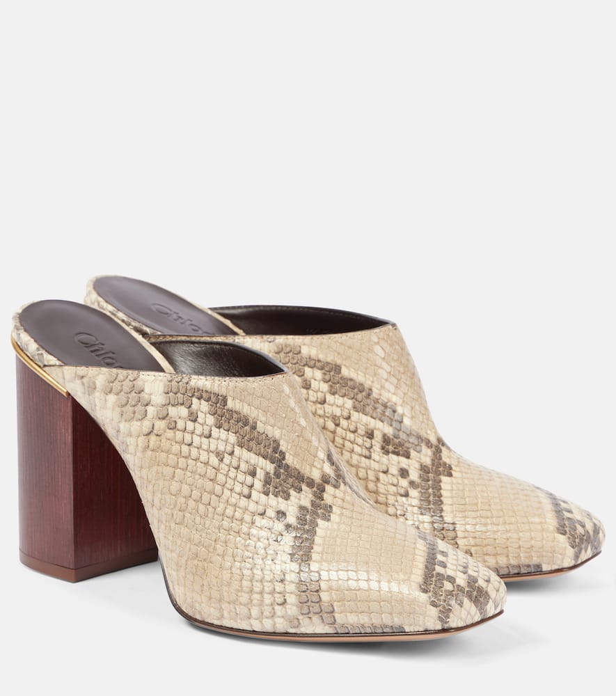Chloe Ambre snake-effect leather mules