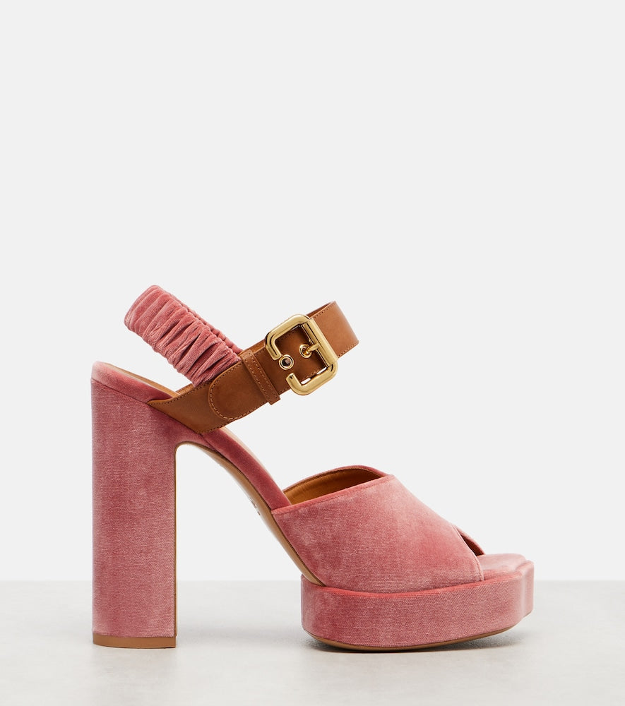 Chloe Aria 95 velvet platform sandals