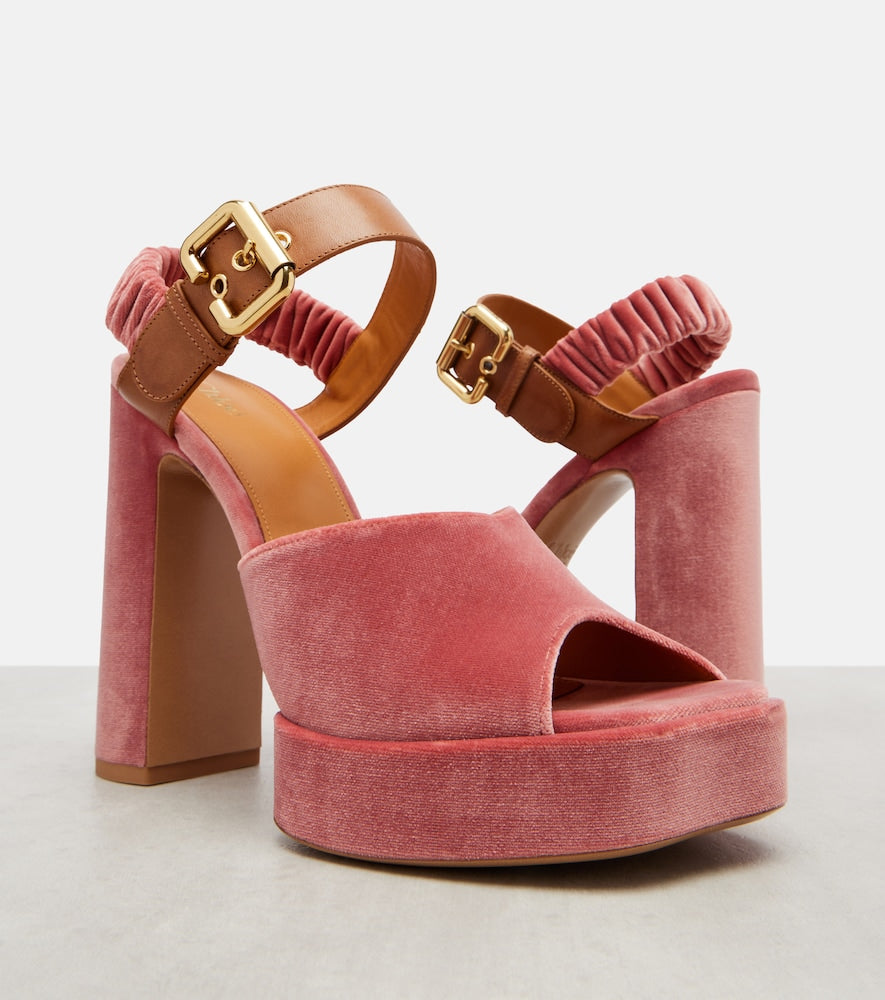 Chloe Aria 95 velvet platform sandals