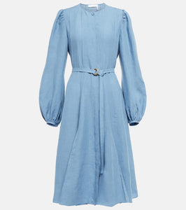 Chloe Belted linen midi dress