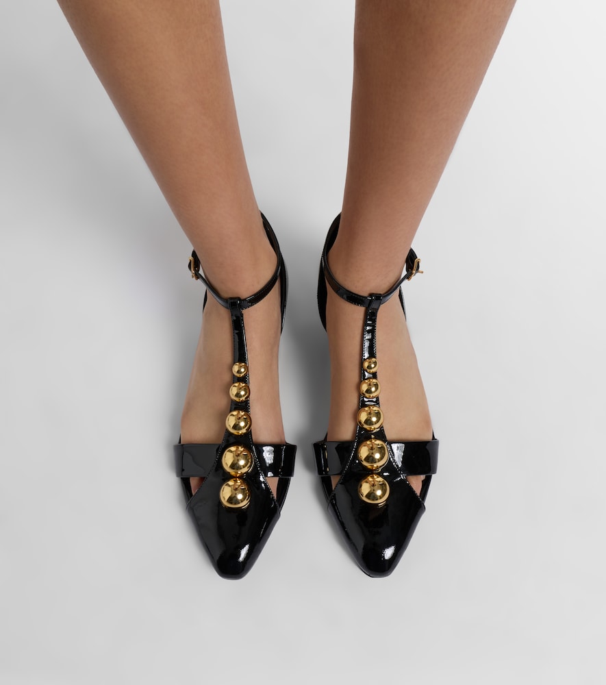 Chloe Cleia studded patent leather wedges