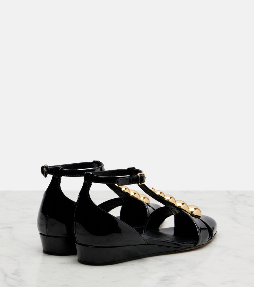 Chloe Cleia studded patent leather wedges