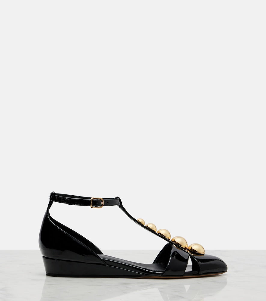Chloe Cleia studded patent leather wedges