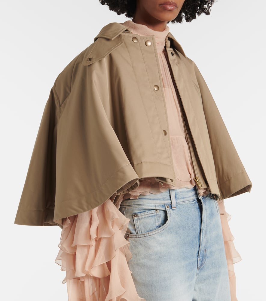 Chloe Cropped cotton gabardine cape