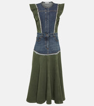 Chloe Denim-paneled midi dress
