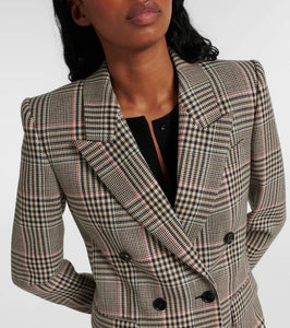 Chloe Double-breasted checked wool blazer