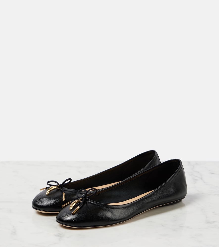 Chloe Iris bow-detail leather ballet flats