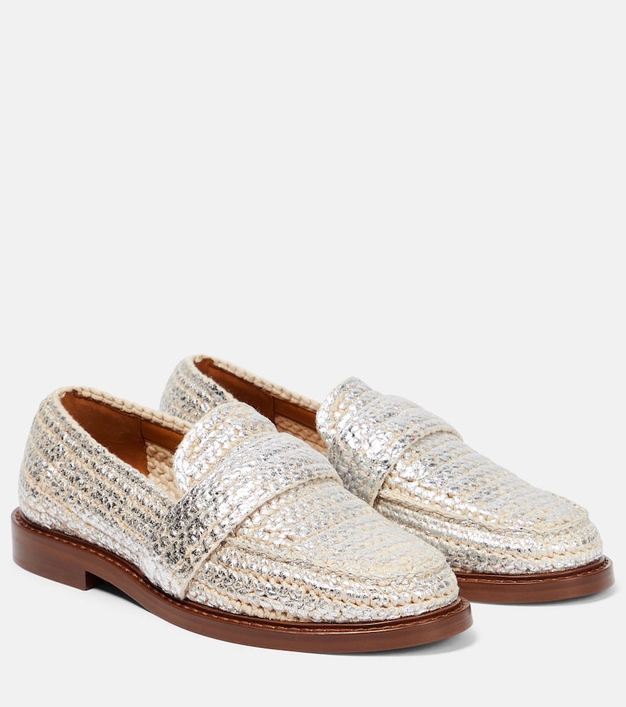 Chloe Kalya metallic crochet loafers
