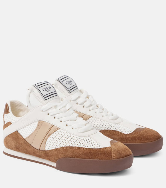 Chloe Kick suede and leather-trimmed sneakers
