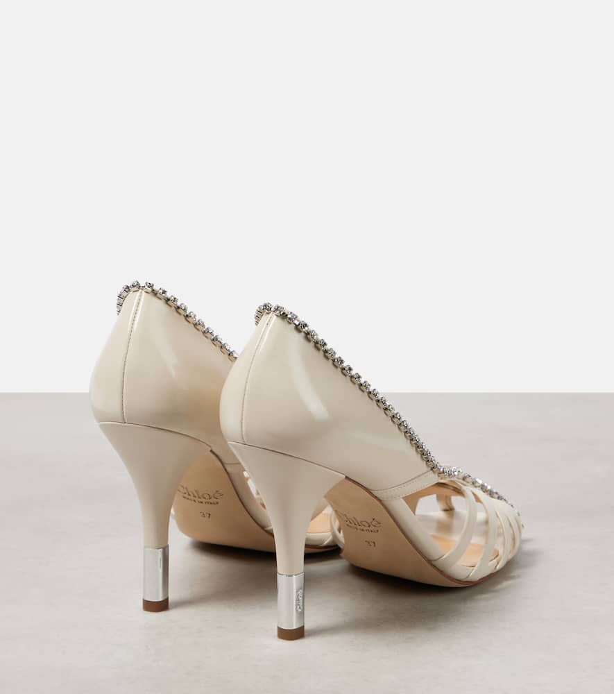 Chloe Leonie crystal-embellished leather pumps