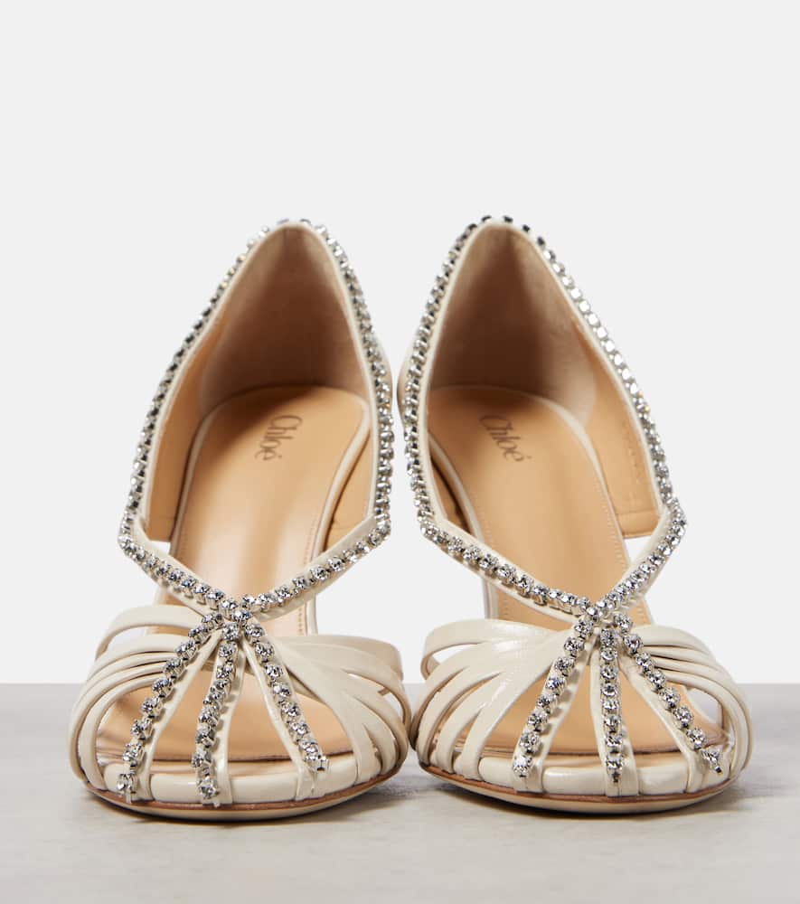 Chloe Leonie crystal-embellished leather pumps