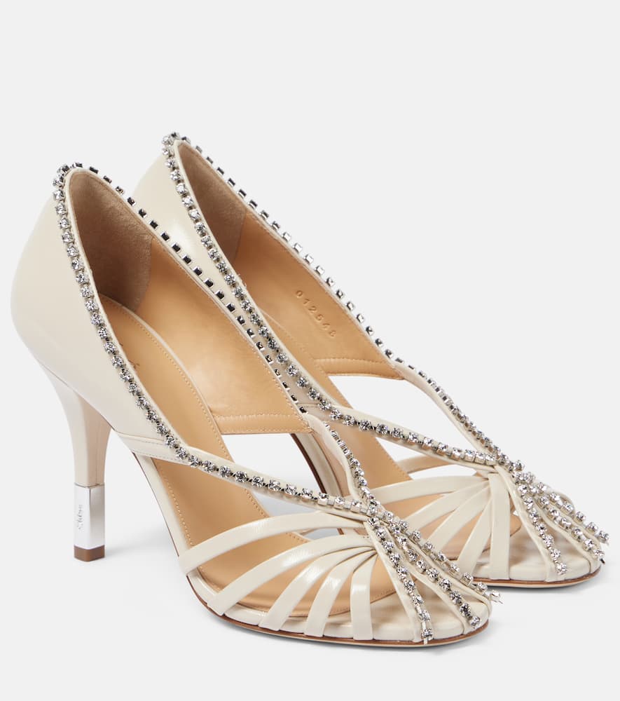 Chloe Leonie crystal-embellished leather pumps