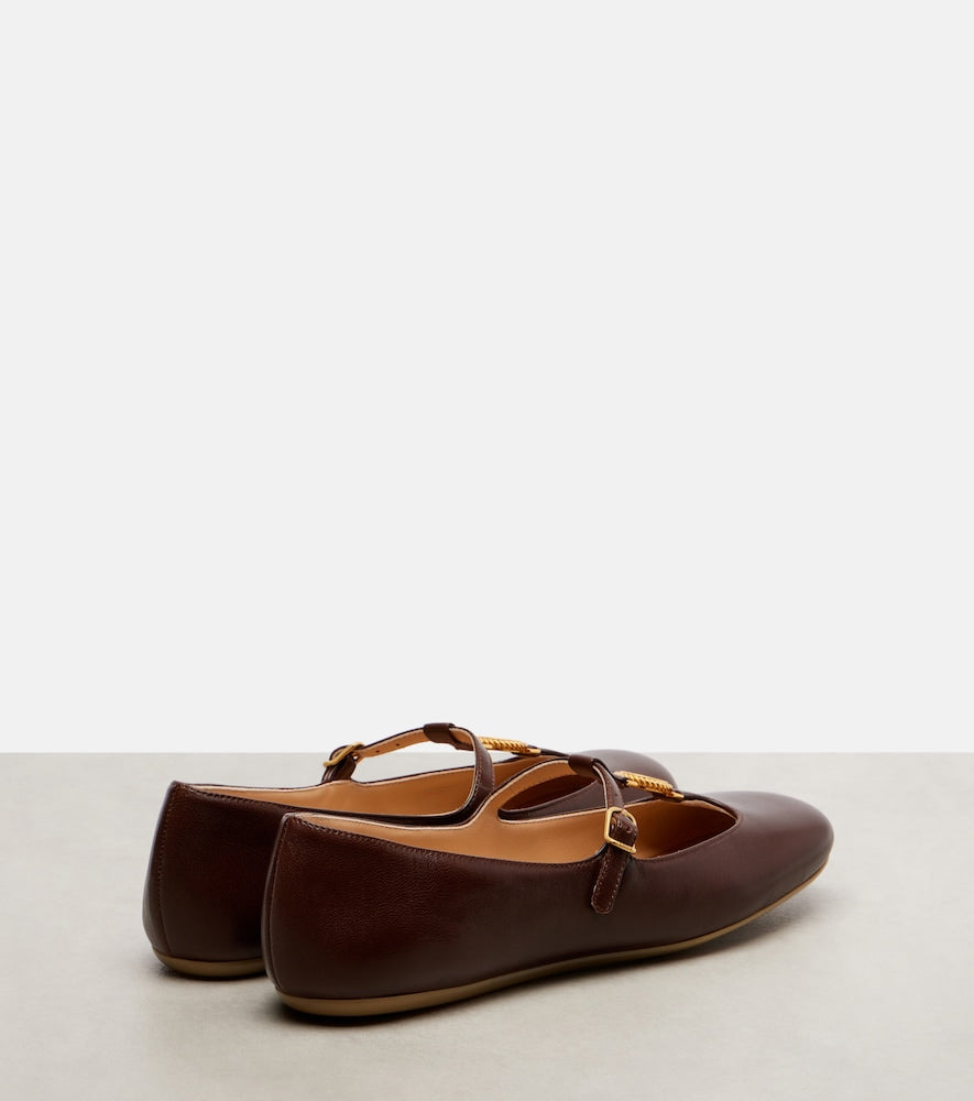 Chloe Leonore embellished leather ballet flats