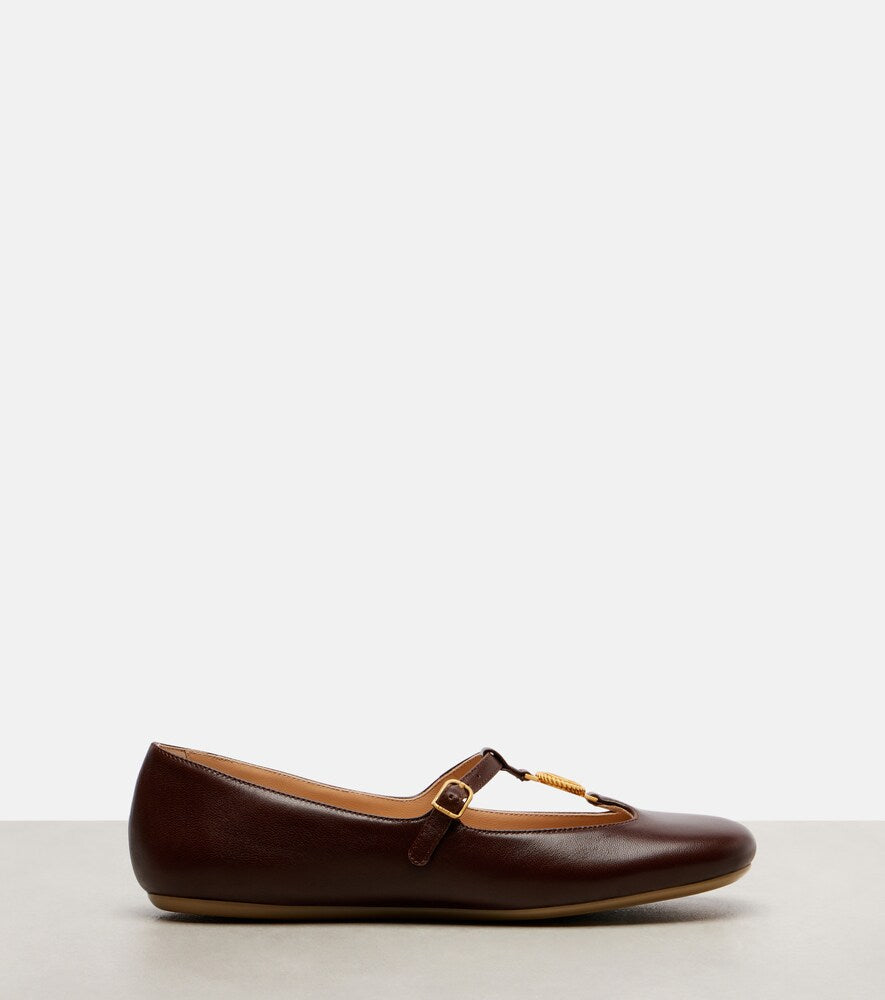 Chloe Leonore embellished leather ballet flats