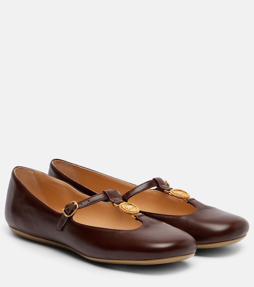 Chloe Leonore embellished leather ballet flats
