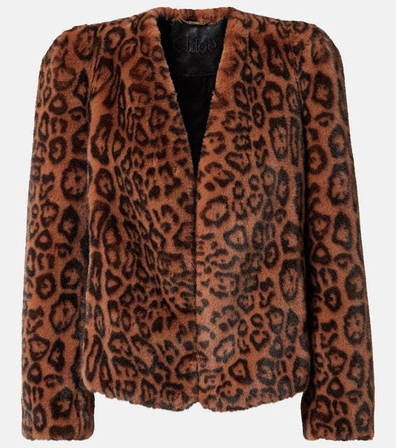 Chloe Leopard-print cropped faux fur jacket