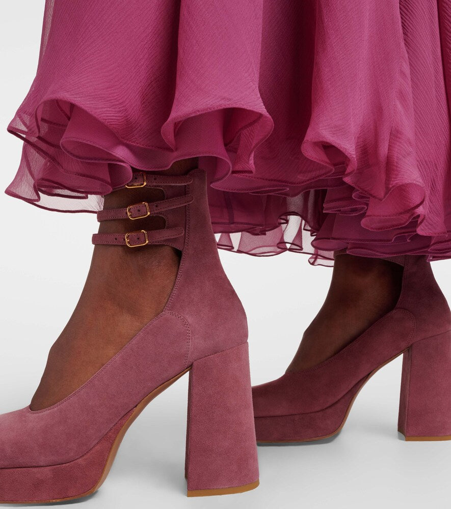 Chloe Loti 100 suede platform pumps