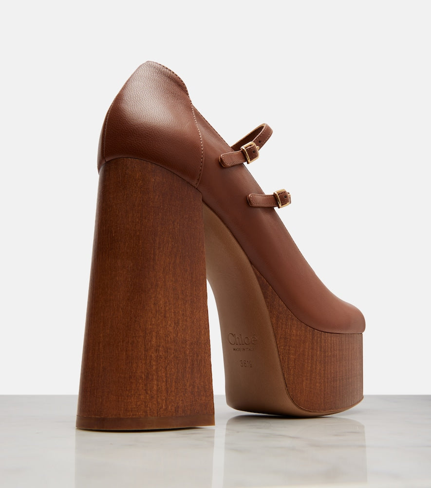 Chloe Loti leather platform Mary Jane pumps