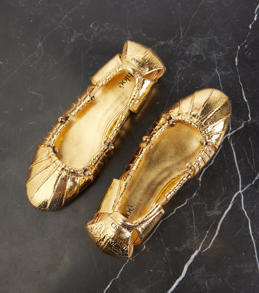 Chloe Luna cutout metallic leather ballet flats