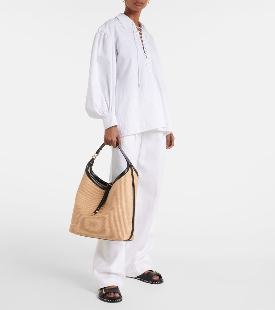 Chloe Marcie Small raffia shoulder bag
